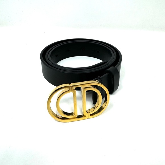 Dior 30 Montaigne CD Belt – Black Leather, Gold Buckle, Size 80 - Picture 1 of 8